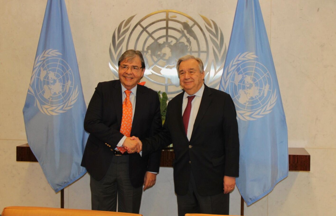 Canciller Carlos Holmes Trujillo comenzó agenda de trabajo en Nueva York con un encuentro con el Secretario General de las Naciones Unidas