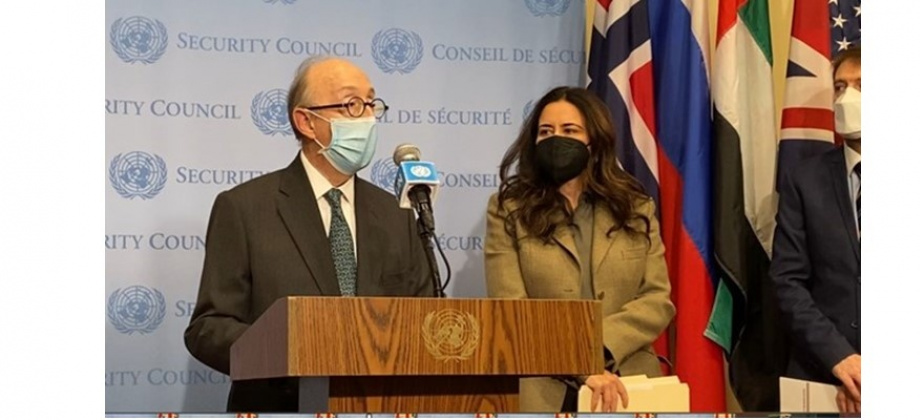 Embajador Guillermo Fernández de Soto participó en la rueda de prensa sobre la agenda de Mujer, Paz y Seguridad