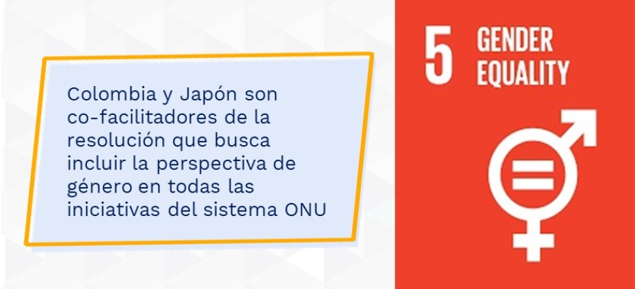 Colombia y Japón son co-facilitadores de la resolución que busca incluir la perspectiva de género en todas las iniciativas de la ONU