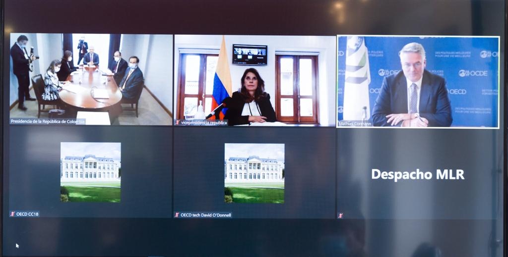 Presidente Duque y Vicepresidenta Canciller dialogaron con el nuevo Secretario General de la OCDE Presidente Duque y Vicepresidenta Canciller dialogaron con el nuevo Secretario General de la OCDE