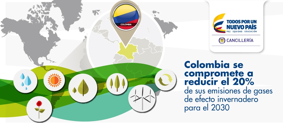 Colombia se compromete a reducir el 20% de sus emisiones de gases de efecto invernadero para el año 2030 Colombia se compromete a reducir el 20% de sus emisiones de gases de efecto invernadero para el año 2030