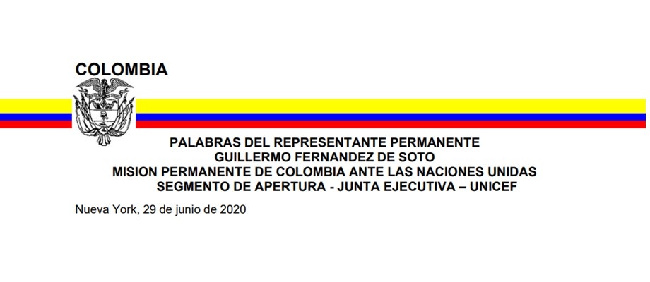 PALABRAS DEL REPRESENTANTE PERMANENTE GUILLERMO FERNANDEZ DE SOTO MISION PERMANENTE DE COLOMBIA ANTE LAS NACIONES UNIDAS SEGMENTO DE APERTURA - JUNTA EJECUTIVA 