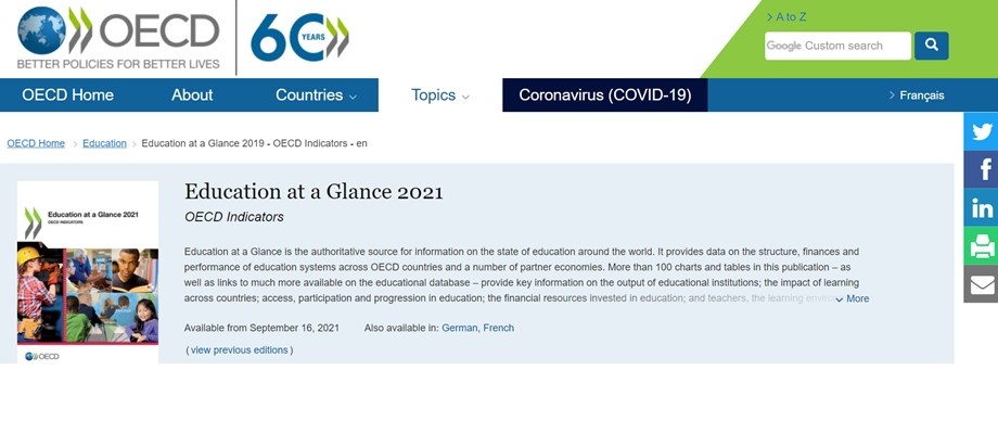 OCDE publica el más reciente informe de perspectivas educativas de 2021