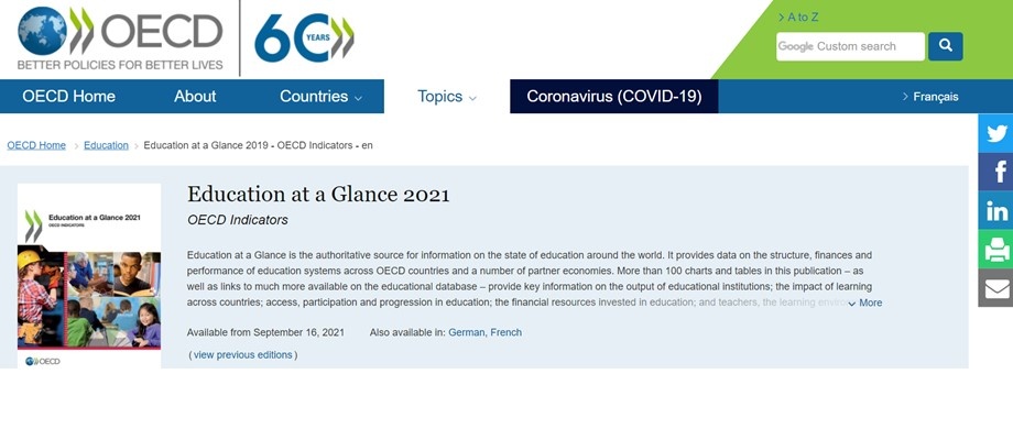 OCDE publica el más reciente informe de perspectivas educativas OCDE publica el más reciente informe de perspectivas educativas de 2021