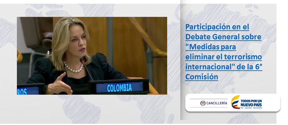 Maria Emma mejia, Colombia, octubre naciones Unidas, terrorismo